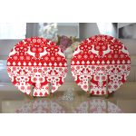 - Supla2li-3046-Gorsel2 - Realhomes  Realhomes Kırmızı Beyaz Yılbaşı Geyikleri Dijital Baskılı Modern 2'li Yuvarlak Servis Altlığı - Supla Realhomes