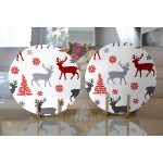 - Supla2li-3047-Gorsel2 - Realhomes  Realhomes Beyaz Zeminde Yılbaşı Motifleri Dijital Baskılı Modern 2'li Yuvarlak Servis Altlığı - Supla Realhomes