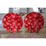 Realhomes Kırmızı Zeminde Kar Taneleri Modern 2'li Yuvarlak Servis Altlığı - Supla Realhomes