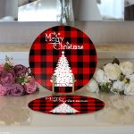 Realhomes Siyah Kırmızı Ekose Desenli Yılbaşı Temalı Modern 2'li Yuvarlak Servis Altlığı - Supla Realhomes