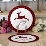 - Supla2li-3060-Gorsel1 - Realhomes  Realhomes Joy Ekose Geyik Desenli Modern 2'li Yuvarlak Servis Altlığı - Supla Realhomes