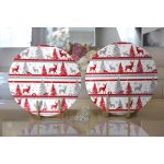 - Supla2li-3063-Gorsel2 - Realhomes Realhomes Geyik ve Çam Ağaçları Dijital Baskılı Modern 2'li Yuvarlak Servis Altlığı - Supla Realhomes