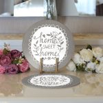 Realhomes Home Sweet Home Dijital Baskılı Modern 2'li Yuvarlak Servis Altlığı - Supla Realhomes