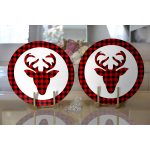 Realhomes Modern Ekose Geyik Desenli Dijital Baskılı 2'li Yuvarlak Servis Altlığı - Supla Realhomes