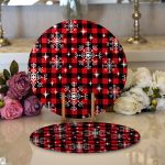 Realhomes Siyah Beyaz Ekose Desenli Altın Yaldızlı Modern 2'li Yuvarlak Servis Altlığı - Supla Realhomes