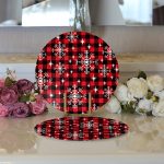 Realhomes Siyah Beyaz Ekose Desenli Altın Yaldızlı Modern 2'li Yuvarlak Servis Altlığı - Supla Realhomes