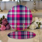 - Supla2li-3077-Gorsel1 - Realhomes Realhomes Pembe Lacivert Ekose Desenli Modern 2'li Yuvarlak Servis Altlığı - Supla Realhomes