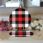 - Supla2li-3080-Gorsel3 - Realhomes Realhomes Siyah Kırmızı Beyaz Ekose Desenli Modern 2'li Yuvarlak Servis Altlığı - Supla Realhomes