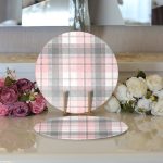 - Supla2li-3081-Gorsel3 - Realhomes Realhomes Pembe Gri Ekose Desenli Modern 2'li Yuvarlak Servis Altlığı - Supla Realhomes