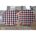 Realhomes Bordo Lacivert Ekose Desenli Modern 2'li Yuvarlak Servis Altlığı - Supla Realhomes