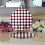 Realhomes Bordo Lacivert Ekose Desenli Modern 2'li Yuvarlak Servis Altlığı - Supla Realhomes