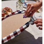 Realhomes Bordo Lacivert Ekose Desenli Modern 2'li Yuvarlak Servis Altlığı - Supla Realhomes