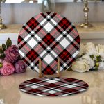 Realhomes Kırmızı Siyah Çapraz Ekose Desenli Modern 2'li Yuvarlak Servis Altlığı - Supla Realhomes