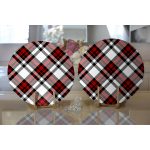 Realhomes Kırmızı Siyah Çapraz Ekose Desenli Modern 2'li Yuvarlak Servis Altlığı - Supla Realhomes