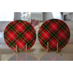 - Supla2li-3084-Gorsel2 - Realhomes  Realhomes Kırmızı Zeminde Siyah Edkose Desenli Modern 2'li Yuvarlak Servis Altlığı - Supla Realhomes