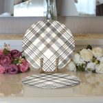 - Supla2li-3087-Gorsel3 - Realhomes Realhomes Gri Krem Ekose Desenli Dijital Baskılı Modern 2'li Yuvarlak Servis Altlığı - Supla Realhomes