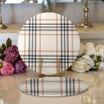 Realhomes Krem Renkte Ekose Desenli Modern 2'li Yuvarlak Servis Altlığı - Supla Realhomes