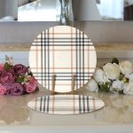 Realhomes Krem Renkte Ekose Desenli Modern 2'li Yuvarlak Servis Altlığı - Supla Realhomes