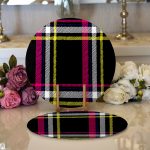 - Supla2li-3091-Gorsel1 - Realhomes  Realhomes Siyah Sarı Pembe Ekose Desenli Dijital Baskılı Modern 2'li Yuvarlak Servis Altlığı - Supla Realhomes