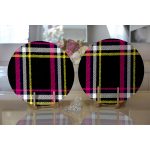 - Supla2li-3091-Gorsel2 - Realhomes  Realhomes Siyah Sarı Pembe Ekose Desenli Dijital Baskılı Modern 2'li Yuvarlak Servis Altlığı - Supla Realhomes