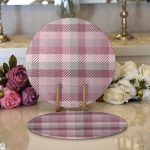 Realhomes Gri Zeminli Ekose Desenli Modern 2'li Yuvarlak Servis Altlığı - Supla Realhomes