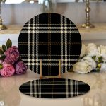 Realhomes Siyah Zeminli Ekose Desenli Dijital Baskılı Modern 2'li Yuvarlak Servis Altlığı - Supla Realhomes