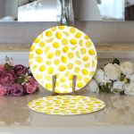 Realhomes Limon Desenli 3D Dijital Baskılı Modern 2'li Yuvarlak Servis Altlığı - Supla Realhomes