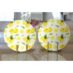 Realhomes Beyaz Zeminde Limonlar Desenli Dijital Baskılı Modern 2'li Yuvarlak Servis Altlığı - Supla Realhomes