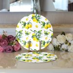 - Supla2li-3099-Gorsel3 - Realhomes  Realhomes Beyaz Zeminde Limon Desenli 3D Modern 2'li Yuvarlak Servis Altlığı - Supla Realhomes