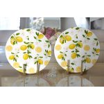 Realhomes Limon Desenli İlkbahar Renkleri Dijital Baksılı Modern 2'li Yuvarlak Servis Altlığı - Supla Realhomes