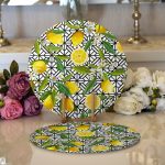 - Supla2li-3102-Gorsel1 - Realhomes Realhomes Geometrik ve Limon Desenli 3D Dijital Baskılı Modern 2'li Yuvarlak Servis Altlığı - Supla Realhomes