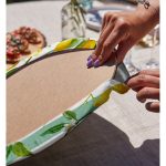 - Supla2li-3104-Gorsel4 - Realhomes  Realhomes Yeşil Çizgili Limon Desenli Dijital Baskılı Modern 2'li Yuvarlak Servis Altlığı - Supla Realhomes