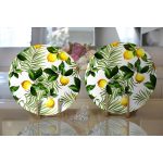 - Supla2li-3105-Gorsel2 - Realhomes  Realhomes Limon Yaprakları Desenli Dijital Baskılı Modern 2'li Yuvarlak Servis Altlığı - Supla Realhomes