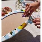 Realhomes Mavi Çizgili Limon Desenli Dijital Baskılı Modern 2'li Yuvarlak Servis Altlığı - Supla Realhomes