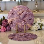 - Supla2li-3121-Gorsel1 - Realhomes  Realhomes Altın Yaldızlı Mermer Desenli Dijital Baskılı Modern 2'li Yuvarlak Servis Altlığı - Supla Realhomes