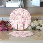 - Supla2li-3123-Gorsel3 - Realhomes Realhomes Modern Mermer Görünümlü Dijital Baskılı 2'li Yuvarlak Servis Altlığı - Supla Realhomes