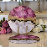 Realhomes Mürdüm Beyaz Altın Desenli Modern 2'li Yuvarlak Servis Altlığı - Supla Realhomes