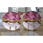 Realhomes Mürdüm Beyaz Altın Desenli Modern 2'li Yuvarlak Servis Altlığı - Supla Realhomes