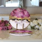 Realhomes Mürdüm Beyaz Altın Desenli Modern 2'li Yuvarlak Servis Altlığı - Supla Realhomes