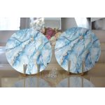 - Supla2li-3129-Gorsel2 - Realhomes  Realhomes Mavi Renkli Mermer Desenli Dijital Baskılı Modern 2'li Yuvarlak Servis Altlığı - Supla Realhomes