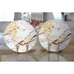 Realhomes Beyaz Mermer Desenli Dijital Baskılı Modern 2'li Yuvarlak Servis Altlığı - Supla Realhomes