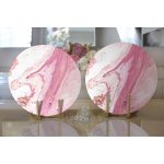 Realhomes Pembe Beyaz Mermer Desenli Dijital Baskılı Modern 2'li Yuvarlak Servis Altlığı - Supla Realhomes