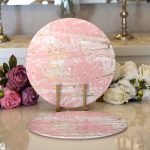 Realhomes Palmiye Desenli Mermer Zeminli Modern 2'li Yuvarlak Servis Altlığı - Supla Realhomes