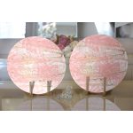 Realhomes Palmiye Desenli Mermer Zeminli Modern 2'li Yuvarlak Servis Altlığı - Supla Realhomes