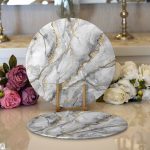 Realhomes Modern Mermer Desenli Dijital Baskılı 2'li Yuvarlak Servis Altlığı - Supla Realhomes