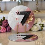 - Supla2li-3138-Gorsel1 - Realhomes Realhomes Modern Üçgen Mermer Desenli 3D Dijital Baskılı 2'li Yuvarlak Servis Altlığı - Supla Realhomes