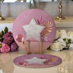 - Supla2li-3139-Gorsel1 - Realhomes Realhomes Modern Pembe Zeminli 3D Yıldız Desenli 2'li Yuvarlak Servis Altlığı - Supla Realhomes