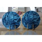 - Supla2li-3141-Gorsel2 - Realhomes  Realhomes Mavi Ebru Motifleri Dijital Baskılı Modern 2'li Yuvarlak Servis Altlığı - Supla Realhomes