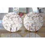 Realhomes Mermer ve Petek Desenli Dijital Baskılı Modern 2'li Yuvarlak Servis Altlığı - Supla Realhomes