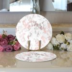 - Supla2li-3146-Gorsel3 - Realhomes Realhomes Mermer Zeminli Dijital Baskılı Modern 2'li Yuvarlak Servis Altlığı - Supla Realhomes